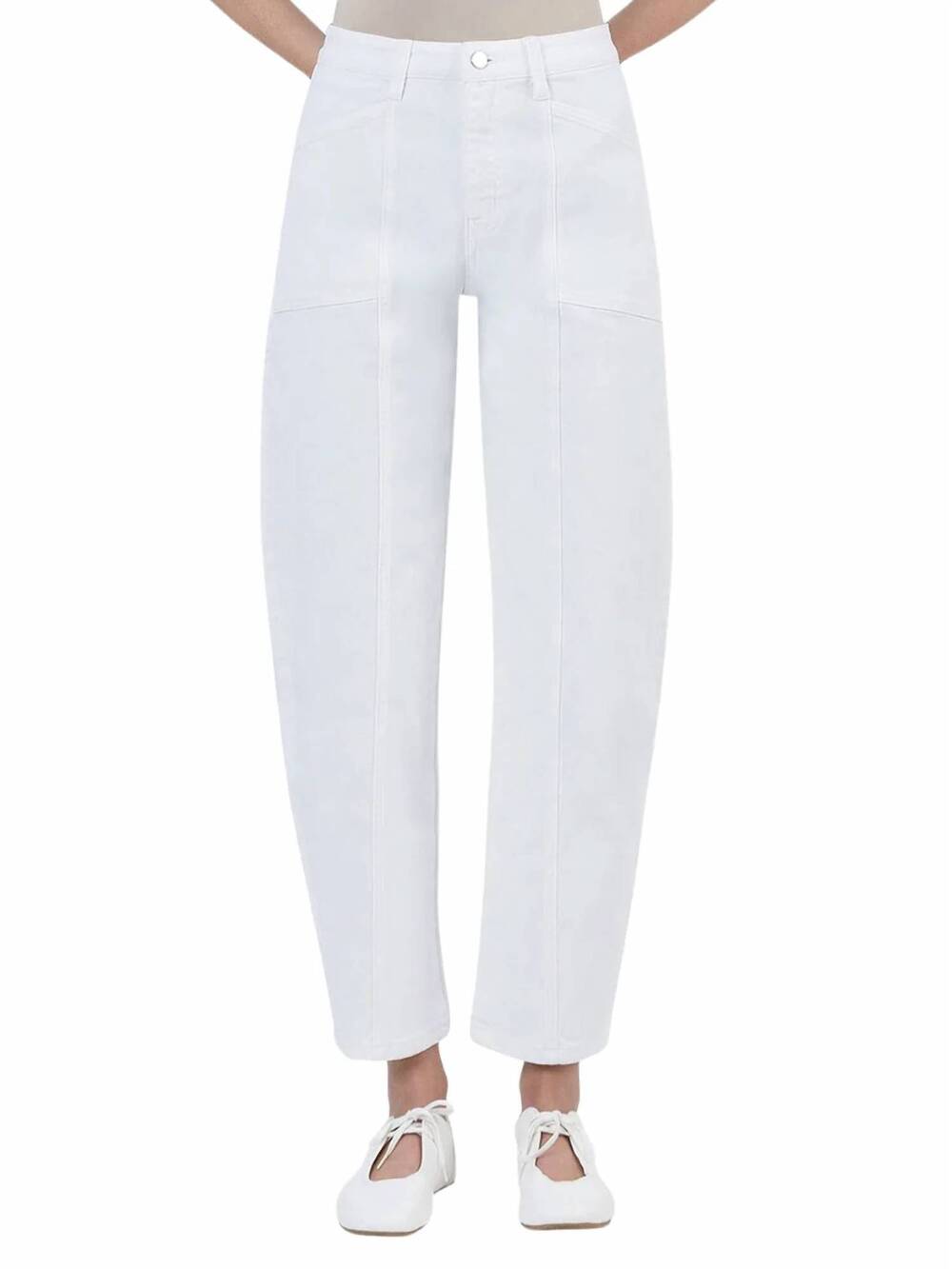 NEW FLYING MONKEY super high rise panel barrel jeans in optic white